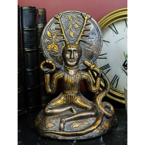 Ebros Oberon Zell Herne Cernunnos with Deer Antlers and Earth Disc Statue 6.25"H