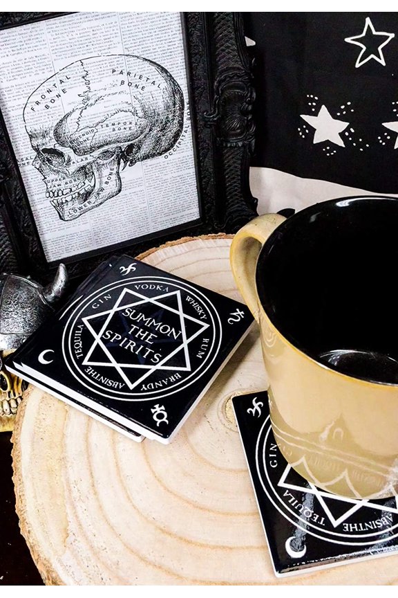 Ebros Occult Heptagram Star Summon The Spirits Cork Backed Coaster Set of 4