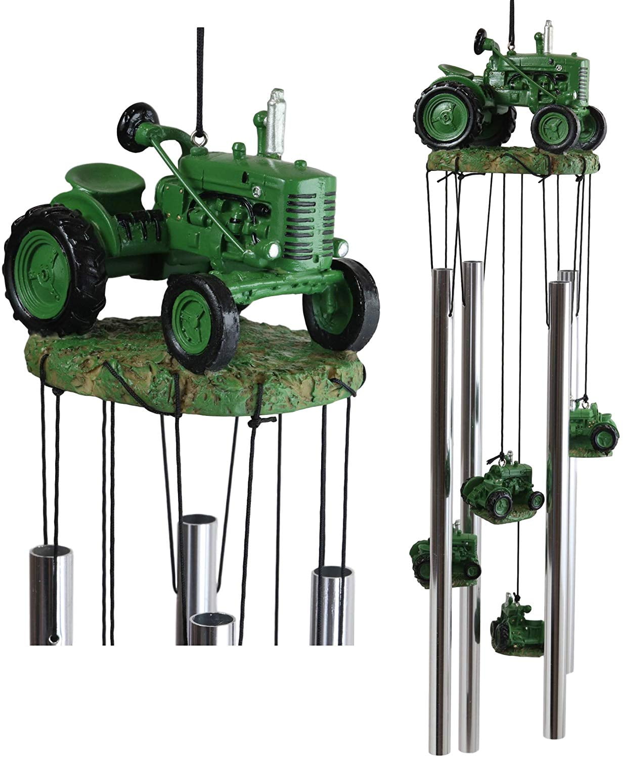 Vintage Green Tractor Resin and Aluminum Wind Chime