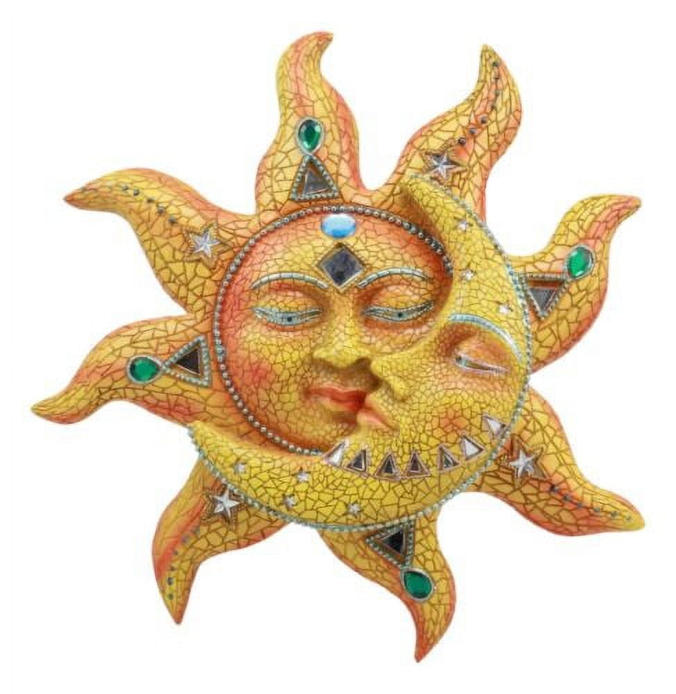 Vibrant Mosaic Sun and Moon Wall Decor with Glass Accents
