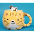 thumbnail image 1 of Ebros Orange Tabby Cat Ceramic Coffee Mug With Kitten Latch On Spoon Set 5.5"L, 1 of 5