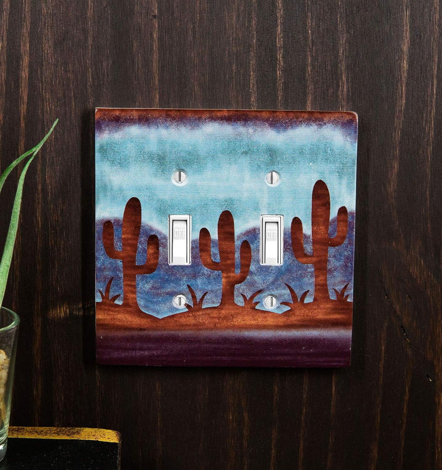 Ebros Pack of 2 Southwestern Desert Cactus Wilderness Design Vinyl