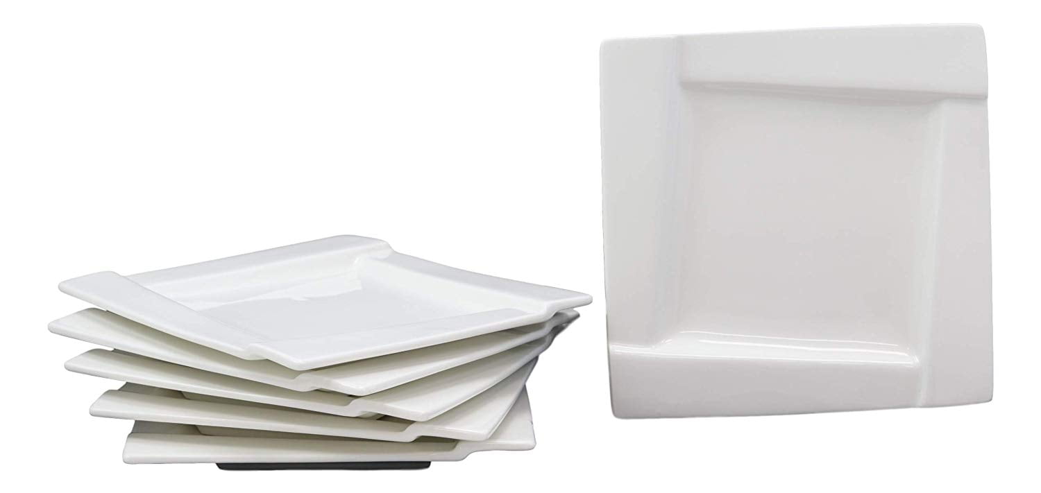 5.5'' White Porcelain Square Salad/Dessert Plates Set