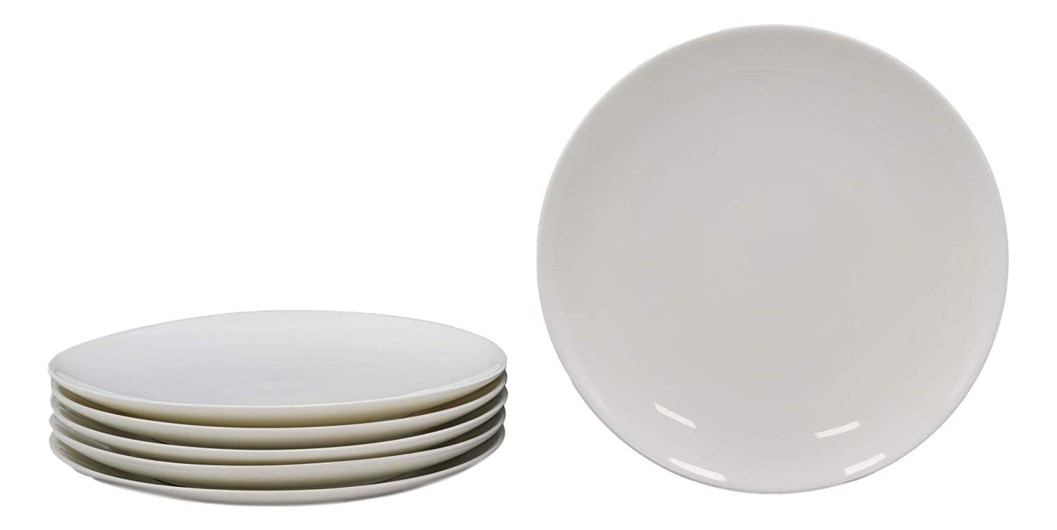 White Six Piece Round Coupe Porcelain Service For Six Dinner Plate Set