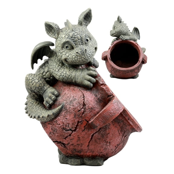 Ebros Playful Climbing Dragon Baby Planter Pot Mythical Fantasy Home Patio Garden Decor Resin Statue 12.5"H