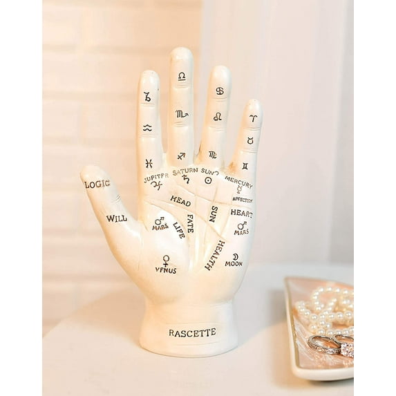 Ebros Psychic Fortune Teller Chirology Palmistry Hand Palm Figurine (White)