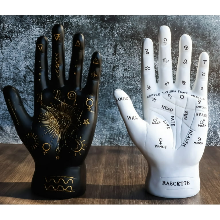 JOYIMARR Hand Ring Holder Palm Reader Jewelry Holder Stand, Witch Mystical  Gifts For Women,Black Palmistry Hand Psychic Fortune Teller Ceramic