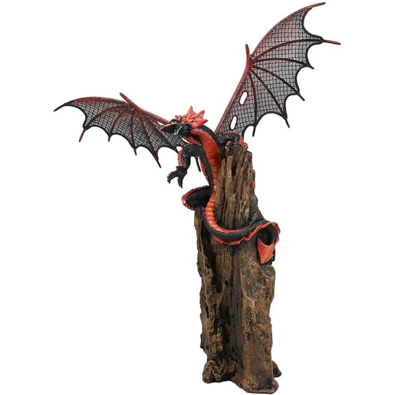 Ebros Pteranodon Dragon Perching On Volcanic Cliff Tower Statue 13.75" Height