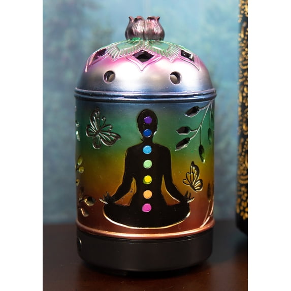 Ebros Rainbow 7 Chakra Colors Lotus Wheel Essential Oil Diffuser Aromatherapy