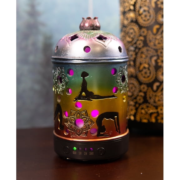 Ebros Rainbow 7 Chakra Colors Lotus Yoga Essential Oil Diffuser Aromatherapy