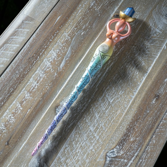 Ebros Rainbow Chakra Zone Yoga Spiral Goddess Magic Wand Cosplay Prop 14"L