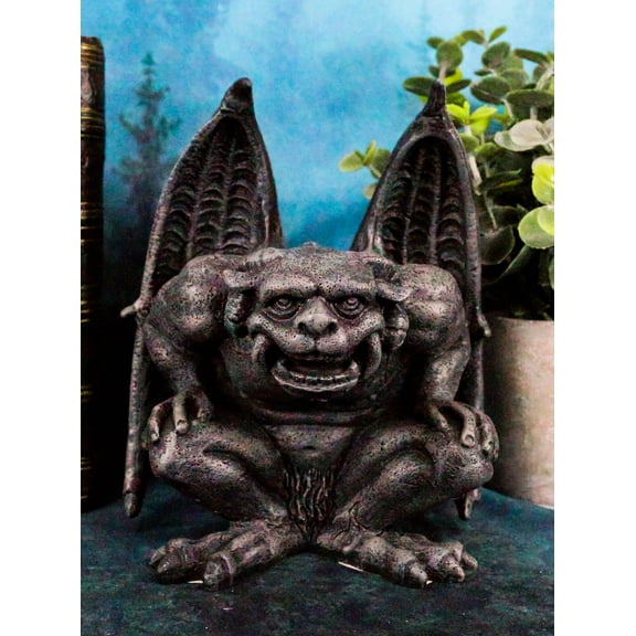 Ebros Ram Horned Demon Winged Gargoyle Bellowing Wild Statue 6" Tall