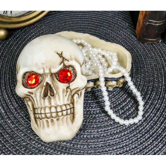 Ebros Reaper Skull Face Trinket Decorative Box Skeleton Graveyard 4.5"L Decor