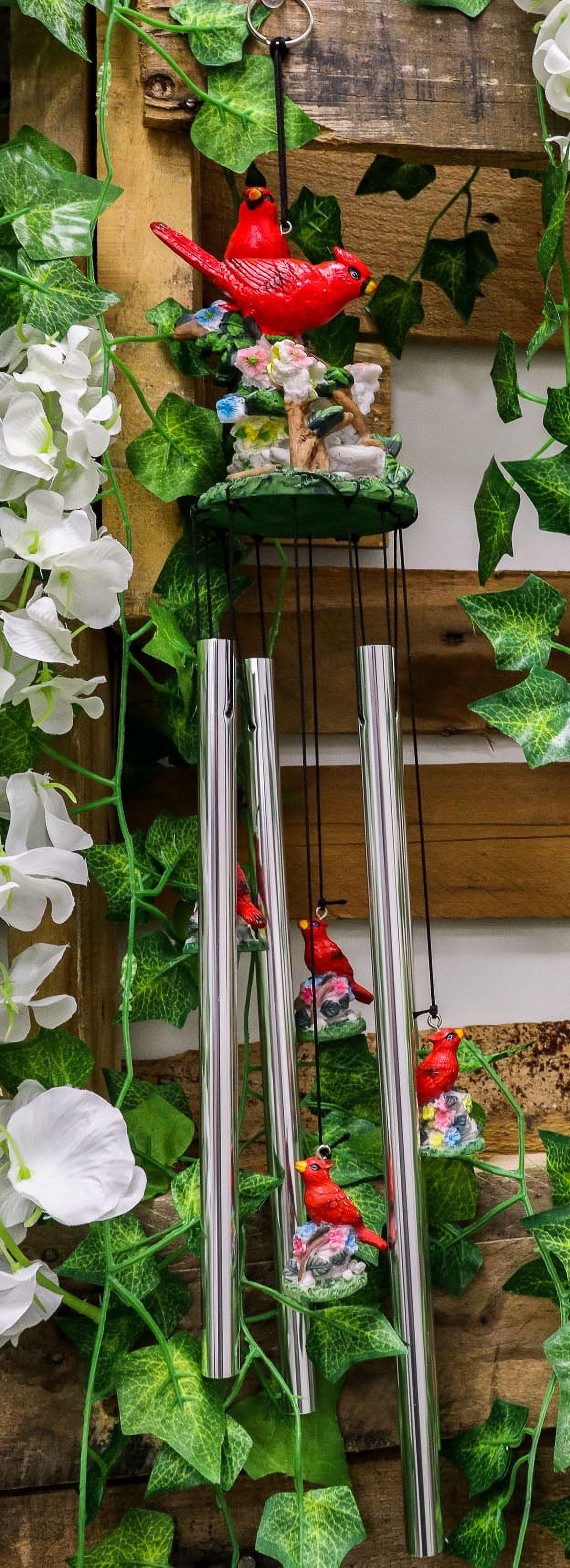 Red Cardinal Resin and Aluminum Garden Wind Chime