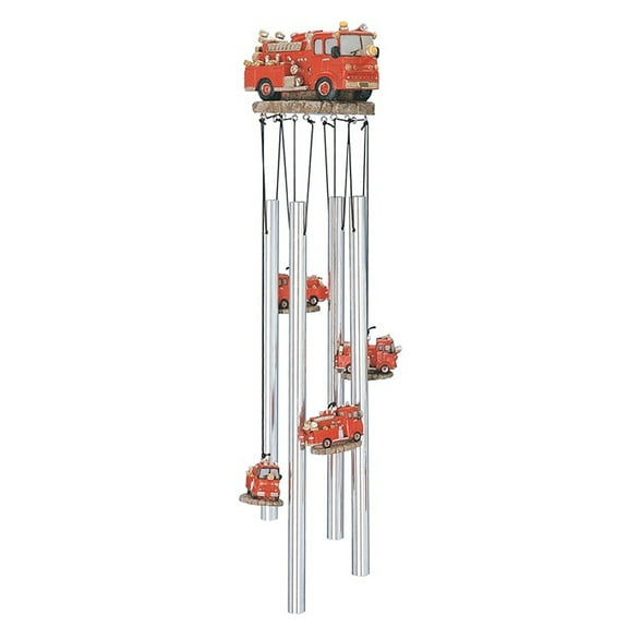 Ebros Red Fire Engine Truck Model Resonant Relaxing Wind Chime Patio Garden