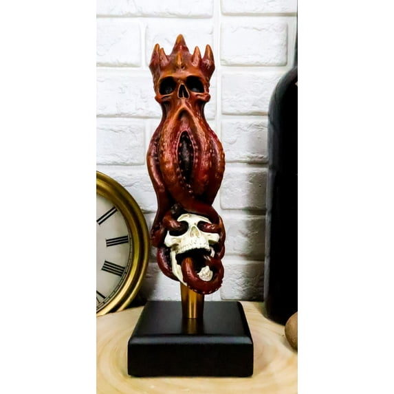 Ebros Red Octopus Demon King Crushing Skull Novelty Beer Tap Handle Figurine