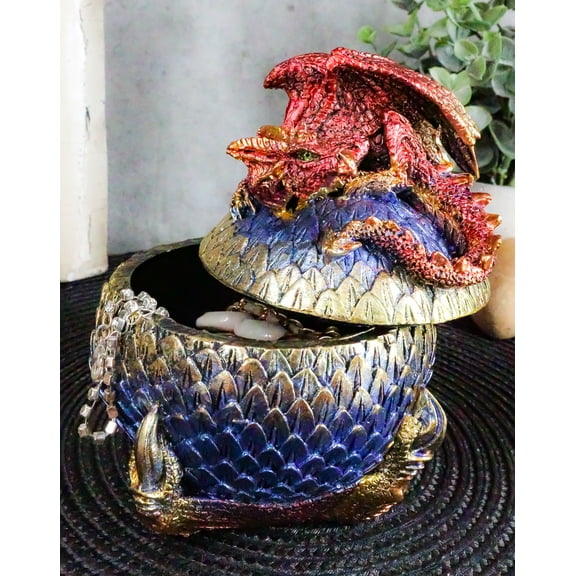 Ebros Red Wyrmling Dragon On Dragon Claw Scaly Colorful Decorative Box Figurine