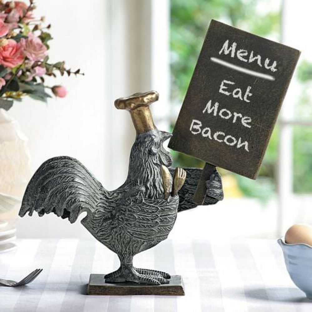 Ebros Rooster with Chef Hat Holding A Menu Board Statue 13.5" Tall Countertop - image 1 of 3