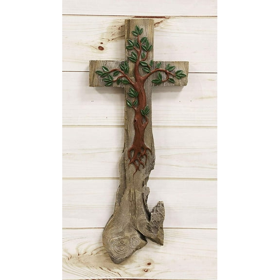 Ebros Rustic Celtic Tree of Life Wall Cross Crucifix Decor Hanging Plaque 18"H