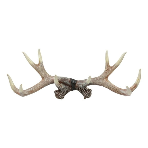Ebros Rustic Hunter's 10 Point Stag Deer Antlers Rack Wall Plaque 17"Wide Coat Hooks Multi-Purpose Hats Keys Scarves Belts Towels Pet Leashes Hangers Antler Wall Hook (Rustic Brown)