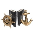thumbnail image 1 of Ebros Rustic Nautical Ship Wheel and Anchor Decorative Bookends Set 7 Inch Tall, 1 of 4