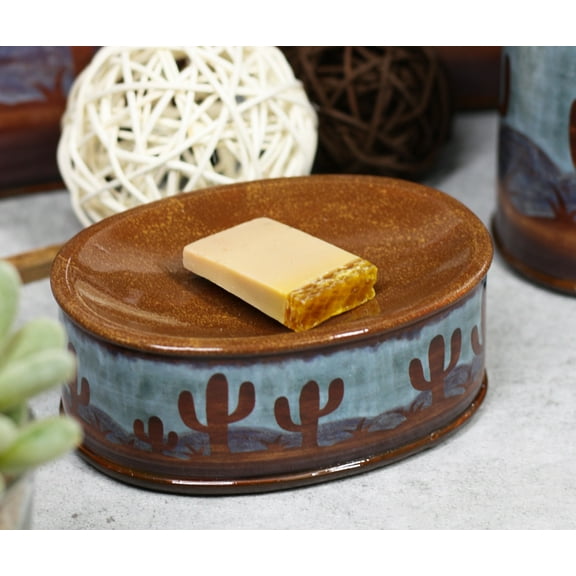Ebros Rustic Southwestern Desert Cactus Arizona Bathroom Vanity Bar Soap Holder