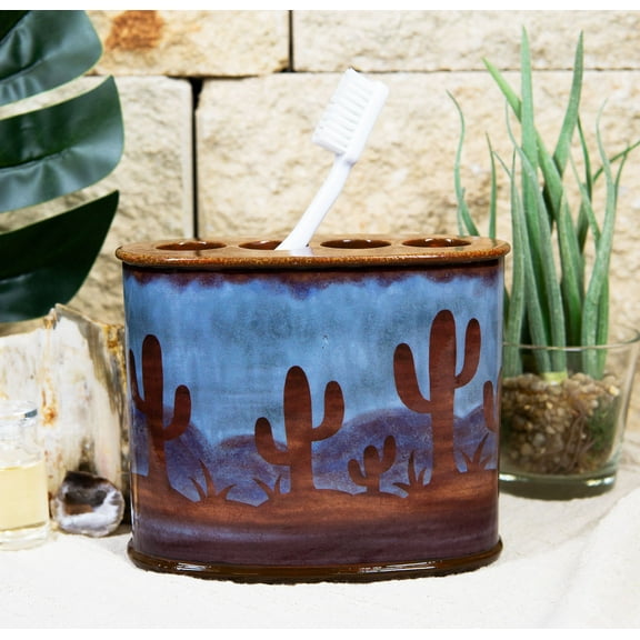 Ebros Rustic Southwestern Desert Cactus Bathroom Toothbrush Toothpaste Holder