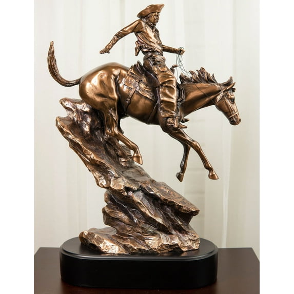 Ebros Rustic Wild West Cowboy Bandit Racing Down Rocky Slope On Horse Statue