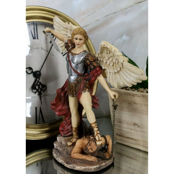 Ebros Saint Michael Defeating Satan Figurine Archangel Michael Small 6.25" H