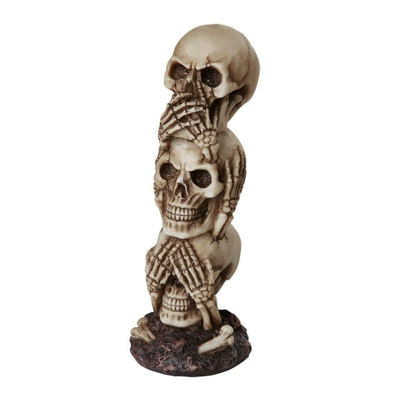 Ebros See No Evil Hear No Evil Speak No Evil Stacked Skull Tower Gothic Tabletop Decor 7.5 H