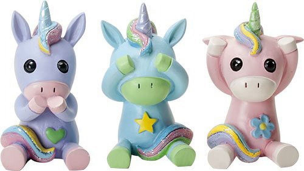 Ebros See Speak And Hear No Evil Unicorns Small Figurine 2.75 Inch Tall Each Colorful Glittery Three Unicorn Collectible Statue