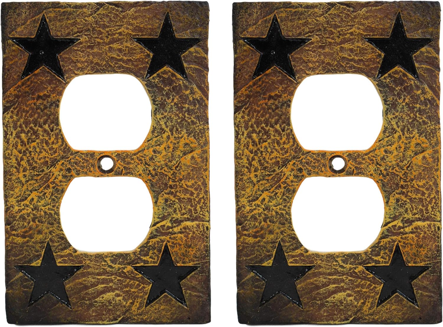 Ebros Set Of 2 Novelty Rustic Country Western Stars Silhouette Textured