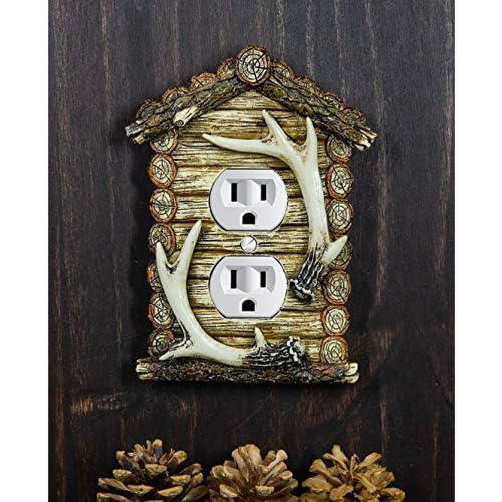 Ebros Set Of 2 Novelty Rustic Log Cottage Cabin Home With Deer Antlers