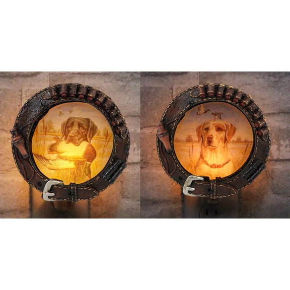Ebros Set Of 2 Waterfowl Duck Hunter Hunting Labrador Dog Plug In Night Lights
