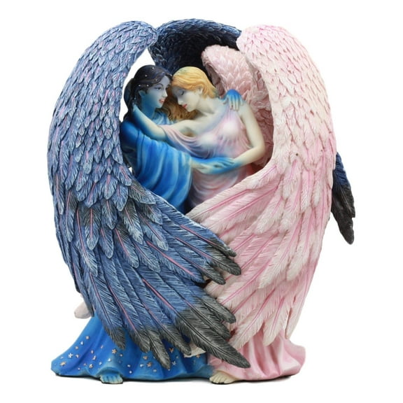 Ebros Sheila Wolk Masterpiece Day Surrendering Unto Night Angels Statue 9.5" Tall Dawn Embracing Dusk Celestial Beings Romantic Figurine Home Decor