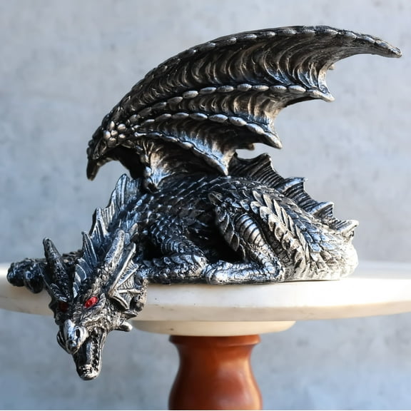 Ebros Silent Assasin Gothic Crouching Dragon With Open Wings Shelf Sitter Statue