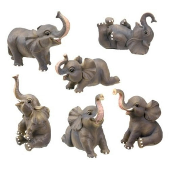 Ebros Small Elephant Collectible Figurine, Set of 6