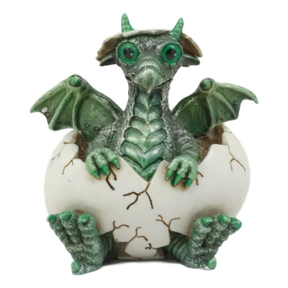 Ebros Small Green Whimsical Dragon Baby Hatchling In Egg Statue Fantasy Prehistoric Dragon Collectible Figurine