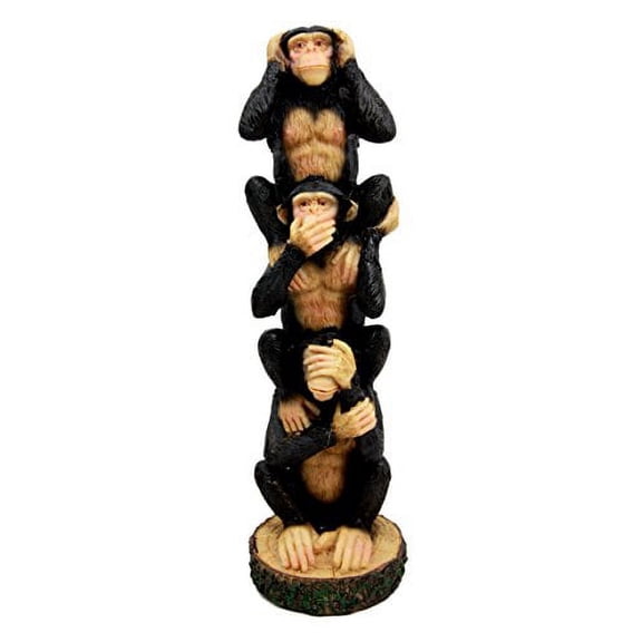 Ebros Stacked See Hear Speak No Evil Monkeys Three Wise Apes Of The Jungle Figurine 8"