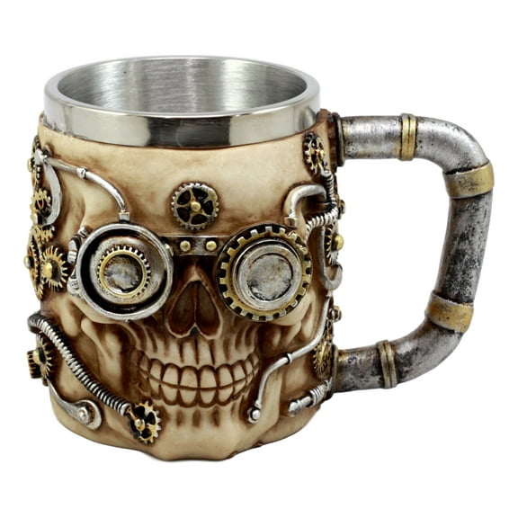 Ebros Steampunk Detective Skull Coffee Mug Beer Stein Tankard Drink Cup 14oz