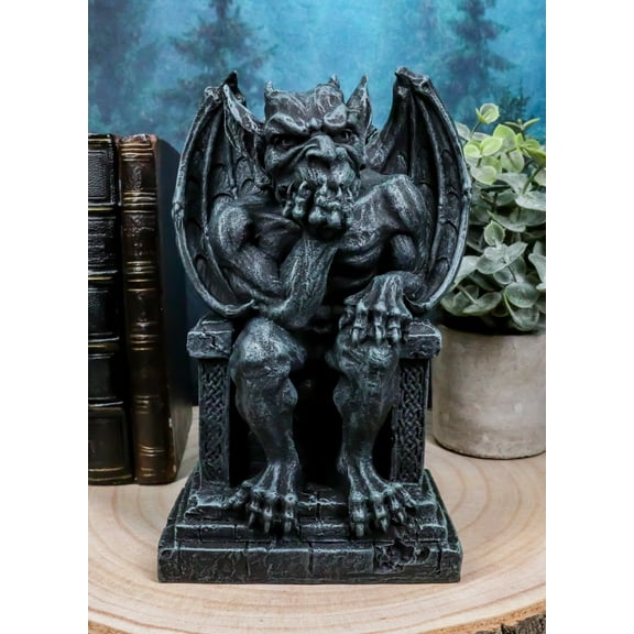 Ebros Stoic Gothic Notre Dame Thinker Gargoyle Sitting On The Throne Statue Le Penseur