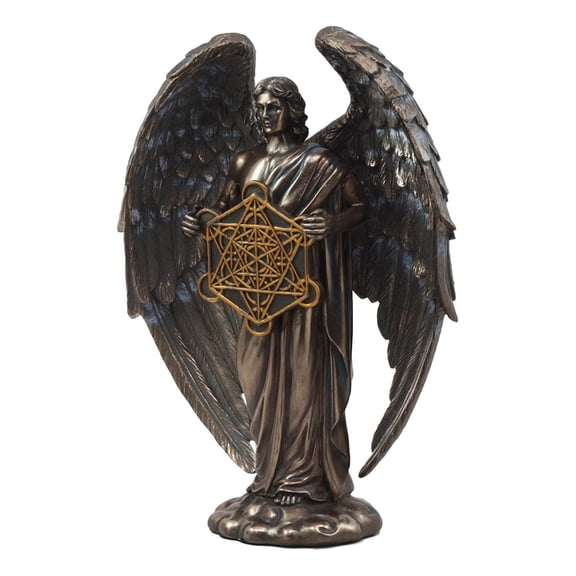 Ebros Talmudic Judaism Metatron Angel Holding Sacred Flower Of Life Geometric Cube Statue 10"H Angelic Celestial Scribe Prophet Enoch Figurine
