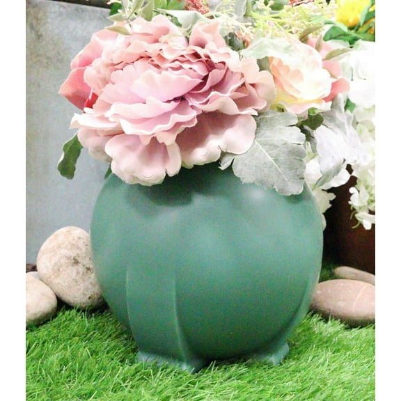 Ebros Teco Art Pottery by Frank Lloyd Wright Contemporary Satin Green Orb Vase