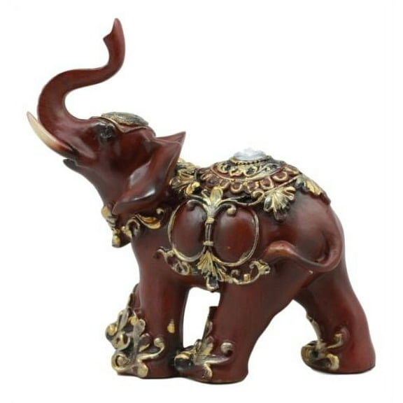 Ebros Thai Buddhism Decorated Feng Shui Elephant With Trunk Up Left Facing Figurine