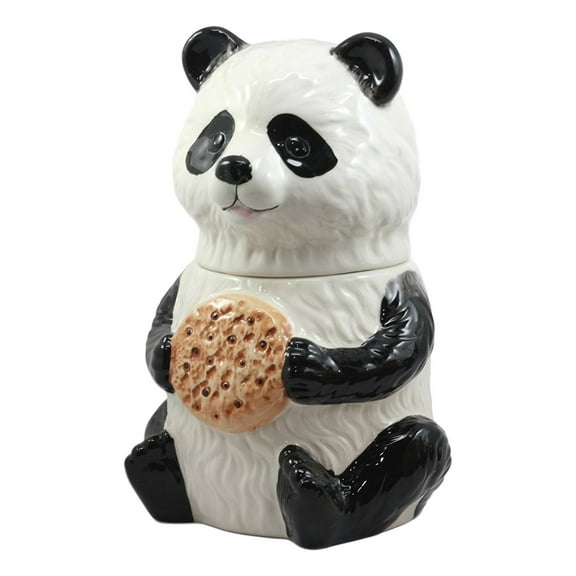 Ebros The Kung Fu Dragon Warrior Giant Panda Ceramic Cookie Jar 9.5"Tall Collectible Kitchen Hosting Dining Accessory Cute Panda Bear Figurine