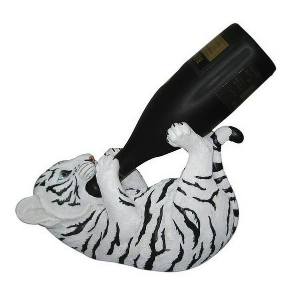 Ebros Thirsty Siberian White Tiger Wine Oil Bottle Holder Figurine 11" Long