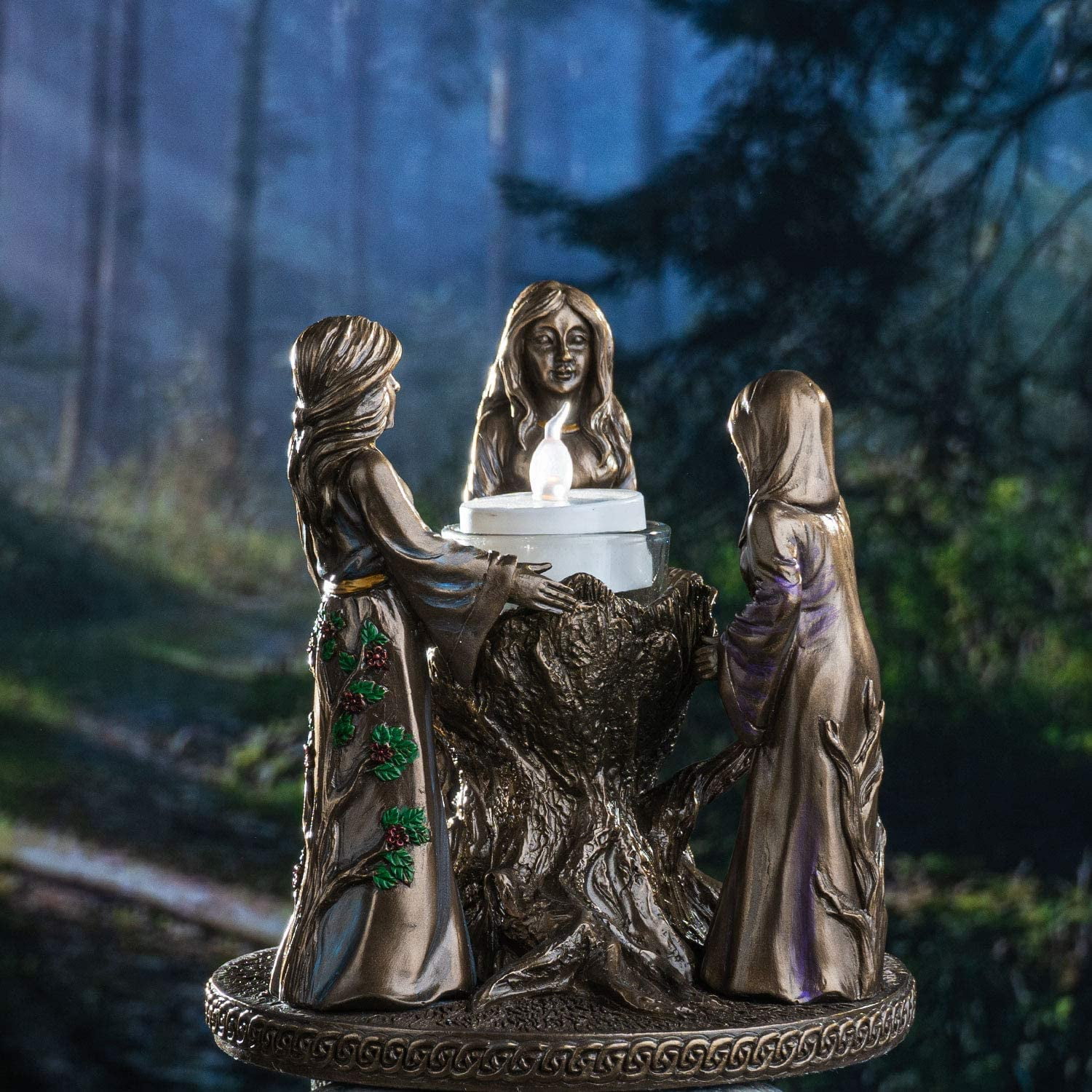Ebros Triple Goddess Mother Maiden Crone Candle Holder Home Decor