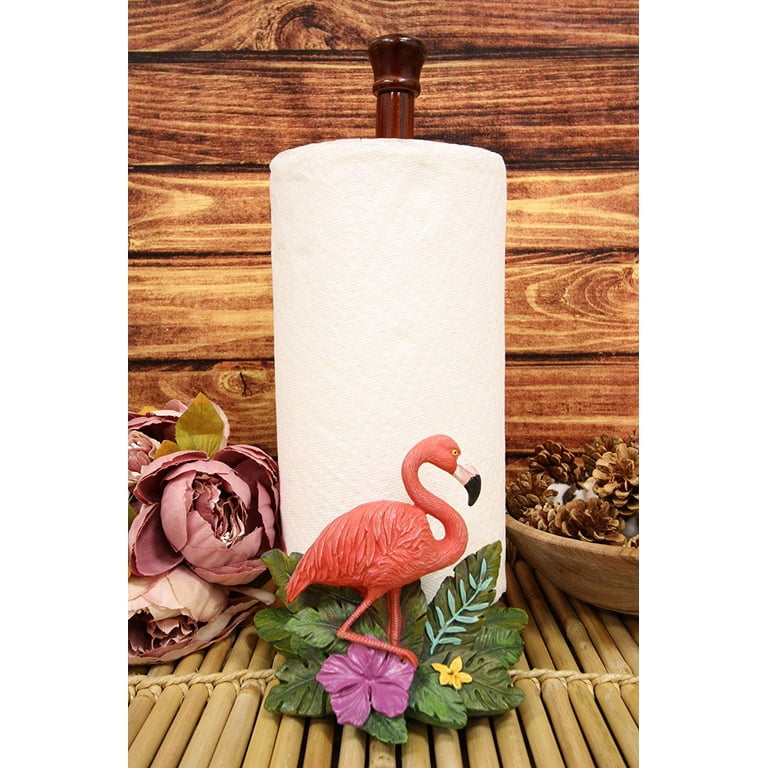 Ebros Tropical Birds of Paradise Graceful Pink Flamingo Paper Towel Holder 15 T