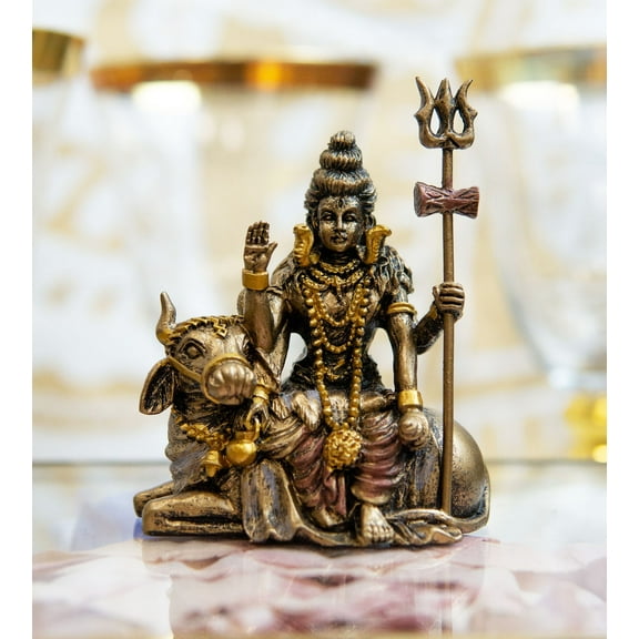 Ebros Vastu Hindu God Lord Shiva Mahadeva Sitting On Nandi Bull Miniature Statue
