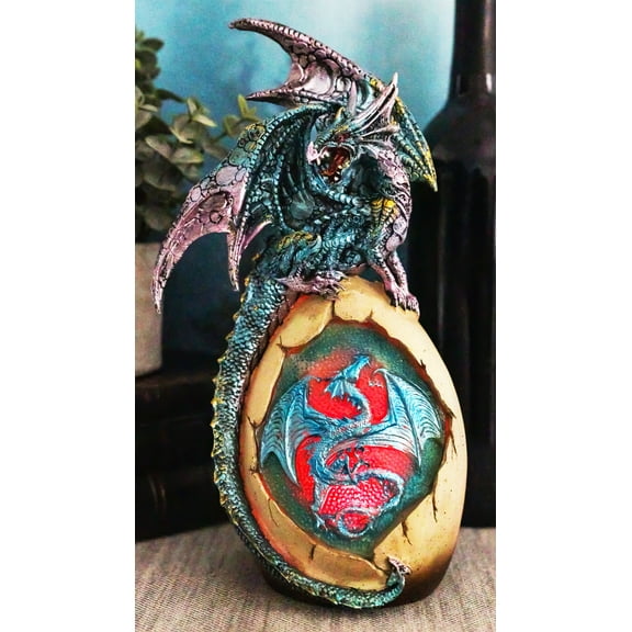 Ebros Water Dragon with LED Light Guarding Dragon Egg Collection 10" Height
